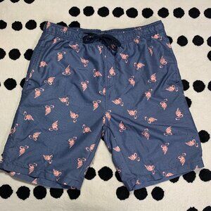 Navy Crew Surf Board Shorts Mens L Blue Pink Flamingos Mesh Lined Swim Trunks